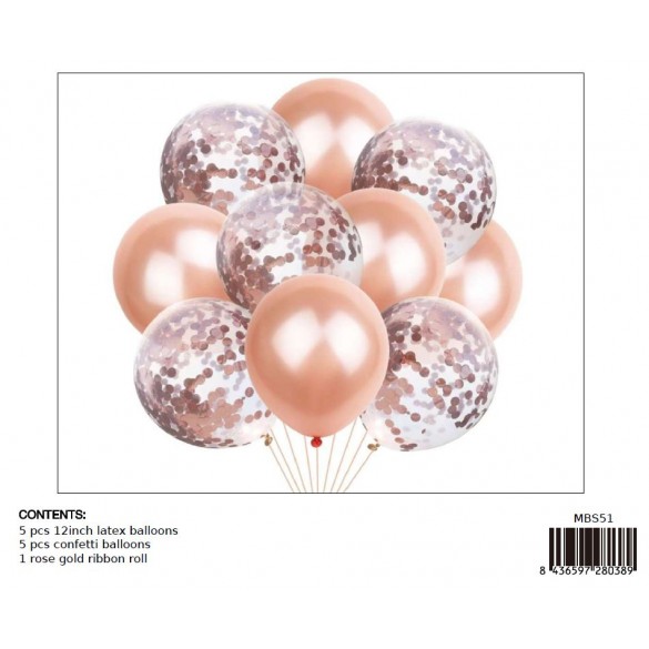 Ballons Rose Gold Et Confetti Rose Gold