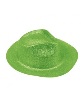 Borsalino paillettes vert fluo | Chapeau paillette -Fête en folie