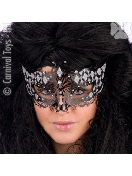 Masque loup métal dentelle noir : Accessoires Carnaval, mardi gras