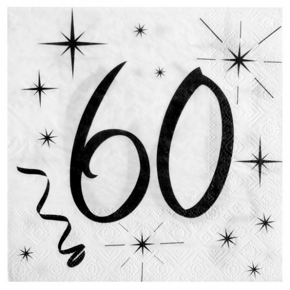 Serviettes Papier 60 Ans Noir Et Blanche Decoration De Table Anniversaire