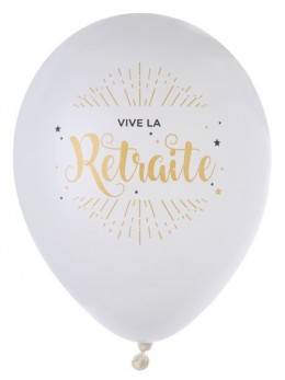 10 Ballons blanc Vive la retraite