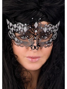 Masque loup métal luxe noir et strass