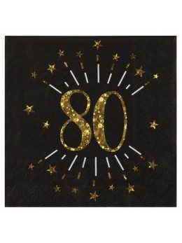 Serviettes papier 80 ans  : Vaisselle jetable table anniversaire