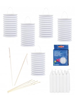 Pack 48 lampions blanc 13cm + accessoires