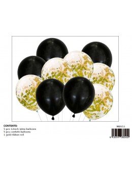 kit bouquet ballons noir et confetti or