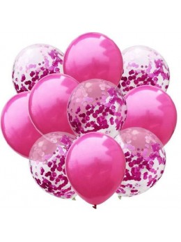 kit bouquet ballons fuchsia et confetti fuchsia