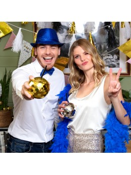 Verre boule à facette or avec paille | Fêtes en folie