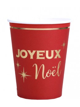 10 gobelets Noel chic rouge et or