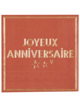 10 Serviettes Joyeux anniversaire terracotta | Fêtes en folie