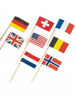 30 mini drapeaux Pays assortis