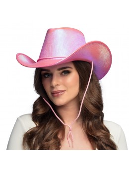 Chapeau cowboy fantaisie rose perlé