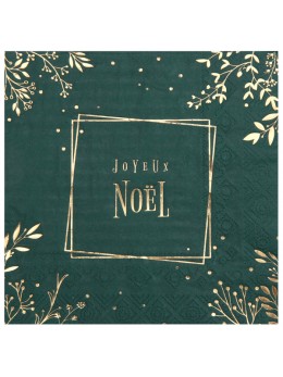 10 serviettes feuilles d'hiver vert sapin