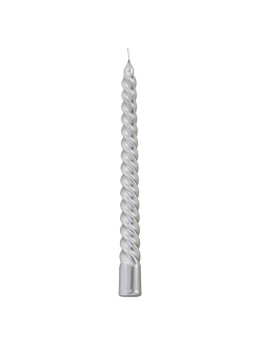 Set 4 bougies flambeau argent torsadé 30cm