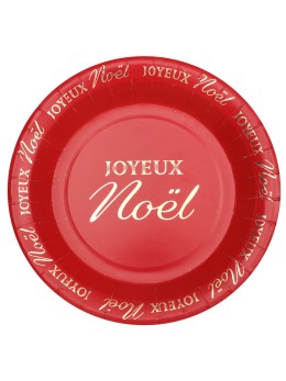 10 assiettes carton Noël rouge et or