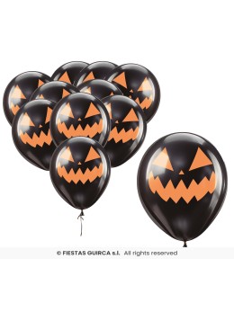 10 Ballons Halloween noir citrouilles