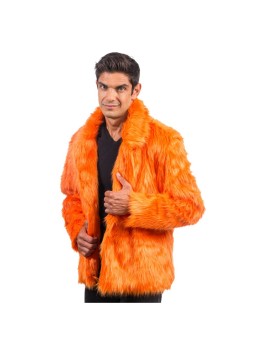 Veste de carnaval fourrure orange | Fête en folie