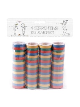 4 rouleaux de serpentins multicolore