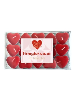 15 Bougies chauffe plat coeur rouge