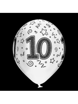 8 Ballons 10 ans blanc