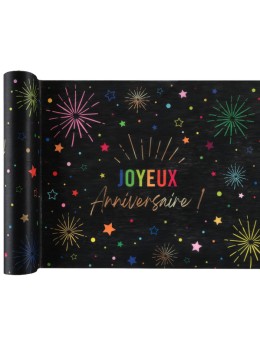 Chemin de table Joyeux anniversaire noir 3m