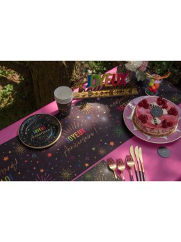 Chemin de table Joyeux anniversaire noir 3m