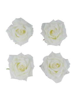 4 têtes de roses ivoire 9.5 cm