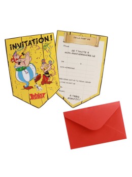 8 invitations Asterix - Fête en folie