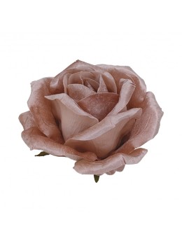 Tête de rose velours 28cm rose poudré