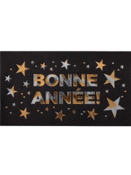 10 serviettes rectangle Bonne année noir