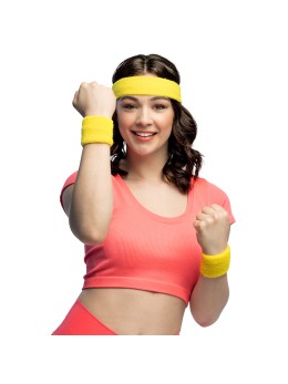 Bandeau avec bracelets jaune fluo