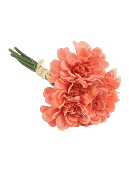 Bouquet de 6 camélia tissu corail