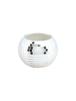 Photophore boule à facette argent 8cm