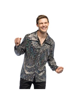 Déguisement chemise disco argent shiny