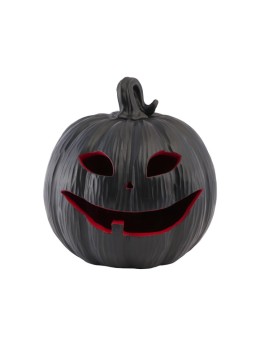 Citrouille Déco Halloween Lumineuse Noir et Rouge avec LED 25 cm