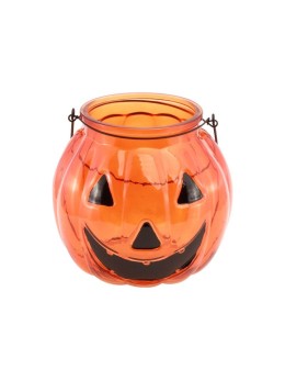 Bougeoir Citrouille en Verre 17cm