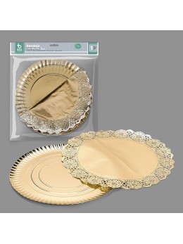 Plat rond et Dentelle Dorée 30 cm