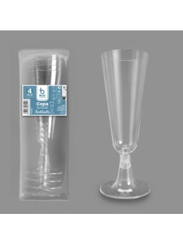 4 Verres à Champagne Pied Transparent 150ml