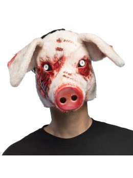 Demi-masque peluche Cochon ensanglanté Halloween effrayant