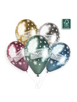 5 Ballons anniversaires métallisés 30cm